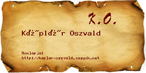 Káplár Oszvald névjegykártya